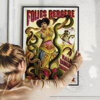 ●﹉▨ Vintage Nostalgic โปสเตอร์ 1890-1910 Folies Bergere Vaudeville Snake Woman Art พิมพ์ Santa Marta La Dominadora Home Wall Decor