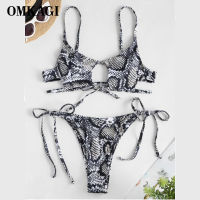 OMKAGI Bikini Snakeskin Swimwear 2021 Hot Sale Women Swimsuit Summer Bikini Push Up Set Beach Wear Swimsuit Biquini Female