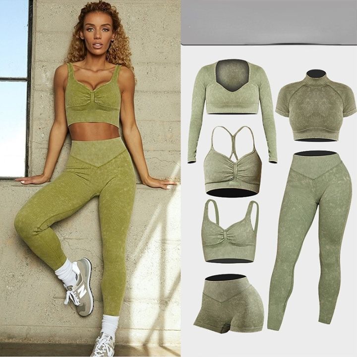 2 Piece Set Women Workout Clothing Gym Yoga Set Fitness Sportswear Crop Top  Sports Bra Seamless Leggings Active Wear Outfit Suit