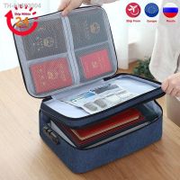 ♘﹍ Large Capacity Multi-Layer Document Tickets Storage Bag Certificate File With Lock Organizer Case Home Travel Briefcase