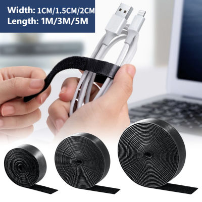 1CM/1.5CM/2CM Width Cable Management Black Fastener Tape Cable Organizer Adhesive Hook And Loop Tape Cable Ties