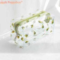 ▥ Clear PVC Pencil Case Transparent Fruit Avocado Makeup Brushes Holder Waterproof Multi-function for Women Girls Pen Storage Case