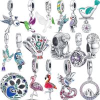 925 Silver Woodpecker Parrot Penguin Flamingo Peacock Bird Series DIY Charms Beads Fit Original Pandora Bracelet Women Jewelry