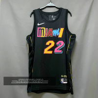 【High Quality】Mens 2021-22 New Original NBA Miami Heat #22 Jimmy Butler Jersey City Edition Black Swingman Heat-pressed