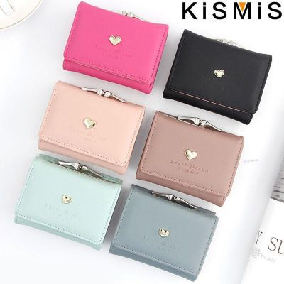 KISMIS Womens Short Wallet - Small Coin Purse with Hasp and Zipper, Cute Ladies Card Purses
