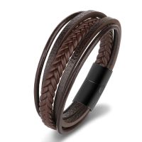 New Vintage Leather Rope Hand woven Bracelet Ethnic Wind Magnetic Buckle Men 39;s Bracelet Ornaments