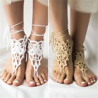 【cw】 1 Crochet Barefoot Sandals Beach Pool Wear Toe Anklet Shoes Foot Jewelry Bridal