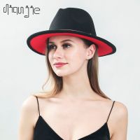 2020 Winter Fedora Hats For Women Fashion Flat Wide Brim Wool Felt Leopard Jazz Fedora Hats For Men Red Goth Top Wedding Hat