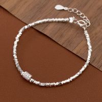 La Monada 15+3.5Cm Irregular Simple Bracelets For Women Silver 925 Shine Round Wheel Sterling 925 Silver Womens Bracelet