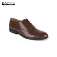 DAPPER รองเท้าหนัง แบบผูกเชือก Hi-Shine Cap-Toe Oxford Shoes สีน้ำตาล