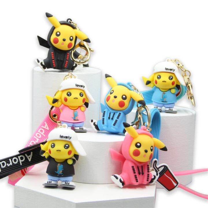 cw-new-fashion-anime-keychain-cartoon-chain-soft-glue-hand-pendant-pikachu-for-children