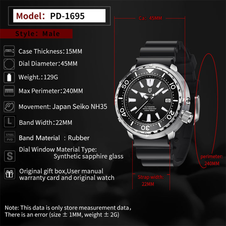 pagani-design-45-มม-อัตโนมัตินาฬิกา-seiko-nh35-เซรามิค-bezel-300-m-กันน้ำคริสตัลแซฟไฟร์กีฬาผู้ชายนาฬิกา-pd-1695