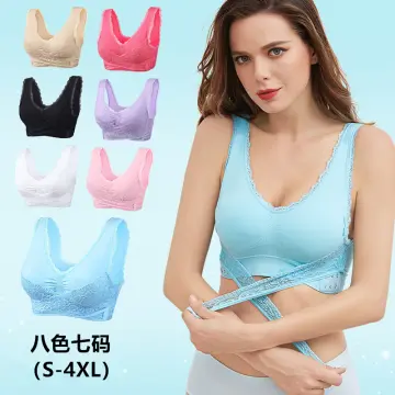 Cheap Ultra thin Ice Silk Beauty back Plus size seamless underwear without  underwire push-up bra Sports tank top for women