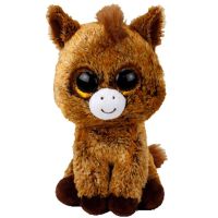 【ของเล่นตุ๊กตา】 15CM Ty Beanie Harriet Brown Body Glitter Gold Big Eyes Horse Kawaii Plushies Stuffed Animals Unisex Children  39;s Birthday Gifts