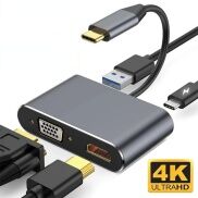 4 IN 1 USB C HUB HDMI Adapter Multi function USB C to HDMI VGA USB PD