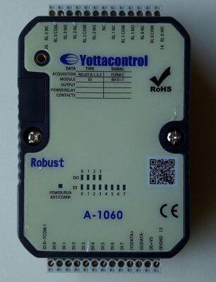 Yottacontrol, A-1060, 8 Digital Input and 4 Relay Output Converter, RS-485, datathai, อุปกรณ์รับสัญญาณสถานะและควบคุมมีการสื่อสารแบบ RS-485 Modbus, datathai, ผลิตในไต้หวัน