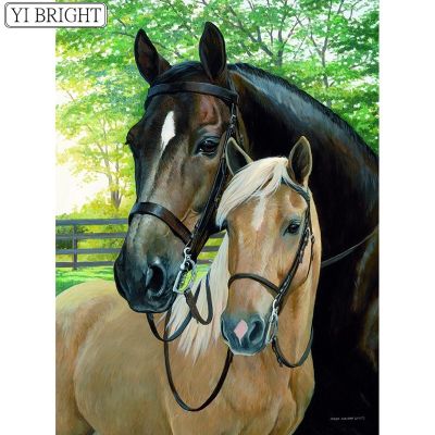 Hot Sell Diamond Embroidery DIY Diamants Painting Cross Stitch Kit Two Horse Love 5D Needlework Diamond Mosaic Home Decor Gift