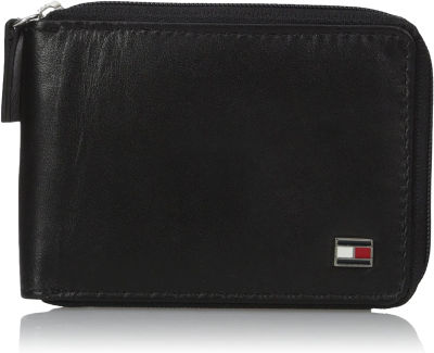 Tommy Hilfiger Mens Oxford Ziparound Wallet One Size Black Non RFID