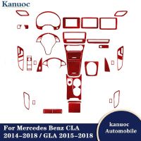 สติกเกอร์คาร์บอนไฟเบอร์สีแดงอะไหล่ต่างๆสำหรับ Mercedes Benz CLA 2014-2018 /Gla 2015-2018อุปกรณ์ตกแต่งภายในรถยนต์