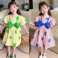 CUTE BABY?พร้อมส่ง?ชุดเดรสเด็กผู้หญิง กระโปรงเด็กผู้หญิงลายดอกไม้(293)