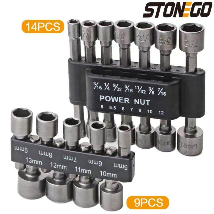 stonego-หัวฉีดซ็อกเก็ตหกเหลี่ยม9ชิ้น-14ชิ้นชุดเครื่องมือไขดวงน็อตไดรเวอร์