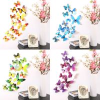 【LZ】 12Pcs Butterflies Wall Stickers Art Decal Home Decor 3D Butterfly PVC Self Adhesive Wallpaper Living Room Decals Wedding Decor