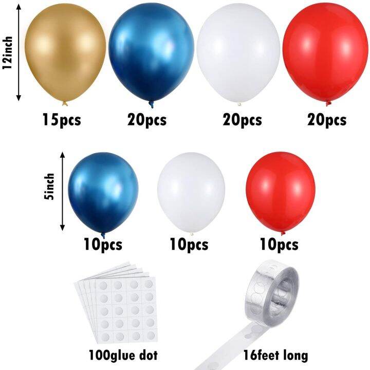 birthday decor happy set 105 Pieces Hero Nautical Theme Party Balloon Garland Arch Kit Blue Red