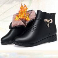 2021 Women Rhinestone Modern Boots Platform Winter Warm Ankle Boots Plus Fleece Casual Shoes Botas Mujer Comfy Shoe Black Size41