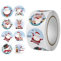 100-500pcs Christmas Stickers Elk Round Label Stickers for Christmas decoration Envelope Seals Gift Box Package stickers Stickers Labels