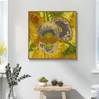 [COD] painting simple floor modern light luxury living room decorative Gogh sunflower huge mural hanging