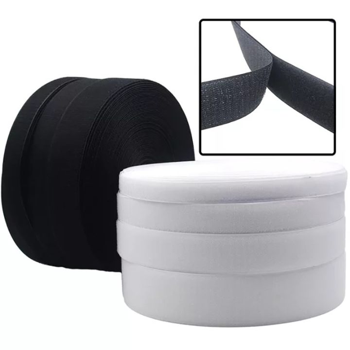 25meter-adhesive-fastener-tape-sew-on-hook-and-loop-black-white-magic-tape-sticker-no-glue-sewing-accessory-16-20-30-50-100mm