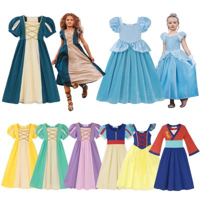 Disney Princcess Cinderella Toddler Girls Casual Snow White Dress Children Kids Cosplay Costumes Clothes For 2-10T Girls