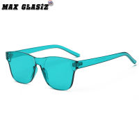 Retro new translucent borderless thick windproof sunglasses one-piece square ocean piece candy-colored sunglasses