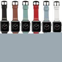 ♀卐☬ Pure Color Genuine Leather Strap for Apple Watch Series 7/se/6/5/4/3/2/1 (41mm 45mm 44mm 40mm 42mm 38mm)