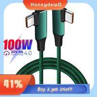 HONEYDEWD 90องศาองศา ข้อศอกคู่ ชิป emarker 5A 20V สายเคเบิลชนิด C Pd 100W ชาร์จได้อย่างรวดเร็ว สายข้อมูล USB-C