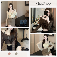 Mira_shop เสื้อซีทรู พร้อมส่ในไทย เข้าใหม่ เสื้อแขนยาว 371#