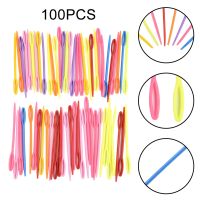 ⊕♨ 100PCS Plastic Sewing Needles Mixed Color Crochet Hooks 5.5cm/7cm/9cm/15cm Knitting Needles Set Punch Needle DIY Sewing Tools