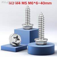 10Pc M3 M4 M5 M6x6 40mm Flange Outer Cross Hexagon Screws 304 Stainless Steel Self-Attack Pointed Tail Furniture Decoration Bolt