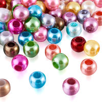 780PCS ABS Imitation Pearl Acrylic European Beads Large Hole Rondelle Beads for Jewelry Making DIY Mixed Color 12x10mm Hole:5mm