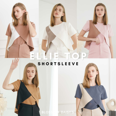 BlossomDaisys - รุ่นขายดี Ellie Top (Short Sleeve) เสื้อแขนสั้น ดีเทลเลเยอร์3ชั้น แต่งผ้าสีทูโทนเข้ากัน ดีไซน์น่ารักไม่ซ้ำใคร