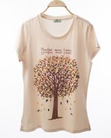 กรีน ค๊อตตอน เสื้อคอกลมหญิง พิมพ์ต้นไม้ Green Cotton Ladies Round Neck T-Shirt (Tree Design) 12110