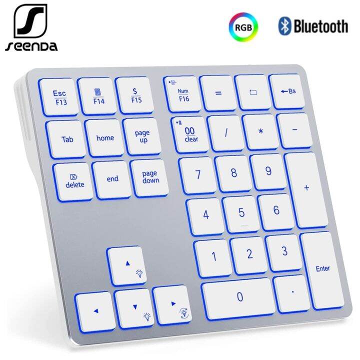 SeenDa Backlit Bluetooth Numeric Keypad for Laptop Number Pads 34 Keys