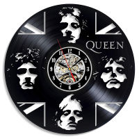 Vinyl Record Wall Clock Queen Music Rock Band Vintage Vinyl Wall Art Decor with LED Lighting Musician Wall Watch for Cafe Bar