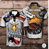 2023 new design- ใหม่ เสื้อยืด พิมพ์ลาย Harley-davidson 3D polo shirt-103