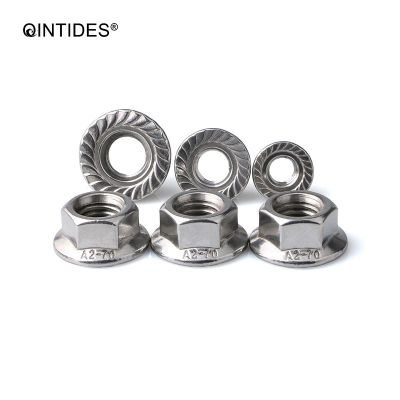 QINTIDES M3 M4 M5 M6 M8 M10 M12 M14 M16  Hexagon nuts with flange 304 stainless steel Flange nuts Nails Screws Fasteners