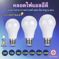 หลอดไฟ LED ใช้งานกับสายขั้วไฟ E27 5W 7W 9W 12W 15W 18W 24W หลอดไฟปิงปอง แสงขาว แสงวอร์มไวท์ ช่วยประหยัดไฟสูงสุด สินค้าพร้อมจัดส่ง