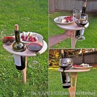 hyfvbu▽△❁  Outdoor Wine Table Beach Lawn Floor Mounted Rack Detachable And To Install Camping Dining