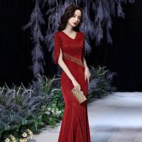 Golf Gear Bridal Toast Wear High-end 2023 New Light Luxury Niche High-end Red Fishtail Engagement Evening Dress Dress