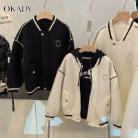 เสื้อแจ็คเก็ตเด็กผู้ชายสันทนาการ OKADY ชุดยูนิฟอร์มเบสบอลตัวอักษรสำหรับเด็กทันสมัย