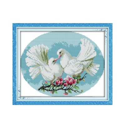 【CC】 lover cross stitch kit 14ct 11ct pre stamped stitching animal embroidery handmade needlework